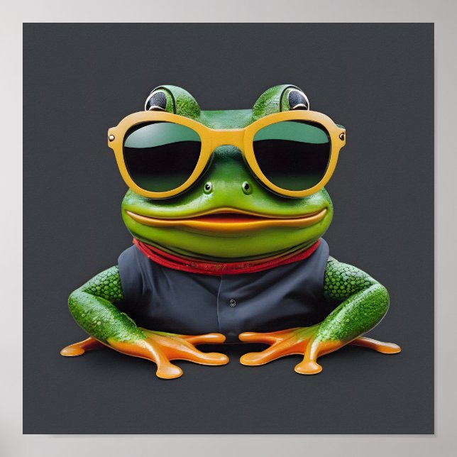 Funny frog with sunglasses poster (Front)