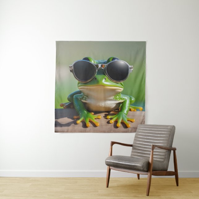 Funny frog with sunglasses tapestry (In Situ)