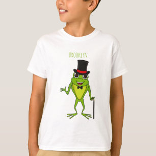Funny frog with top hat cartoon