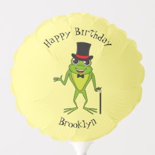 Funny frog with top hat cartoon balloon