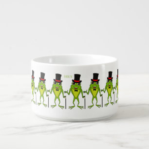 Funny frog with top hat cartoon bowl