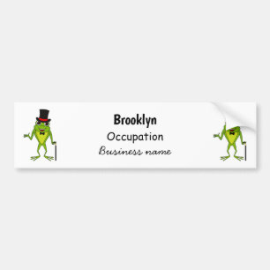 Funny frog with top hat cartoon bumper sticker