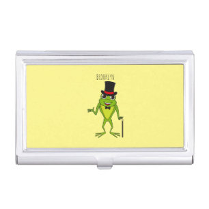 Funny frog with top hat cartoon business card case