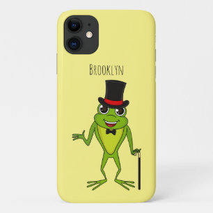 Funny frog with top hat cartoon iPhone 11 case
