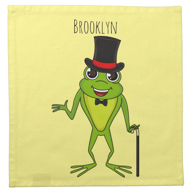 Funny frog with top hat cartoon cloth napkin (Front)