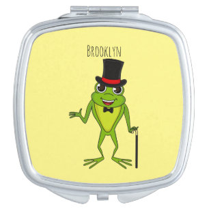 Funny frog with top hat cartoon compact mirror