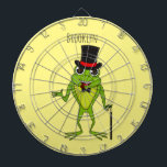 Funny frog with top hat cartoon dart board<br><div class="desc">This funny frog is wearing a top hat and is ready for town! Drawn in fun cartoon style.</div>