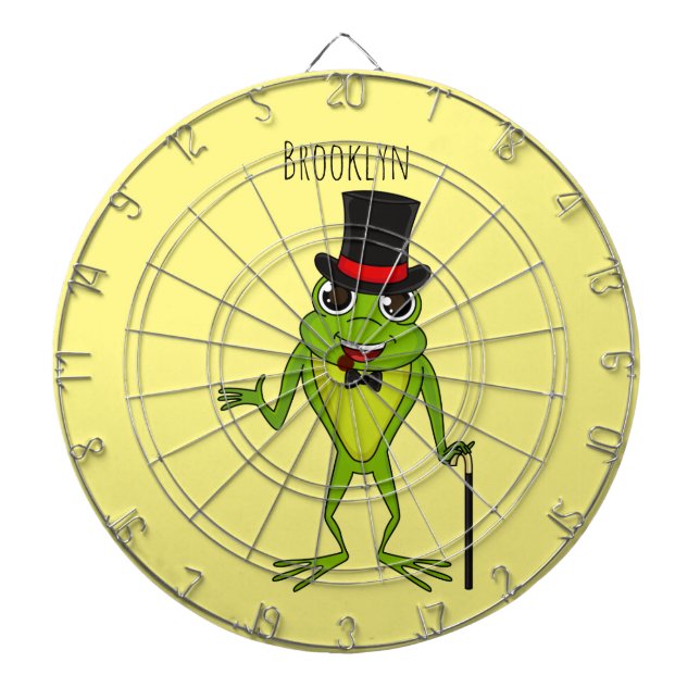 Funny frog with top hat cartoon dart board (Front)
