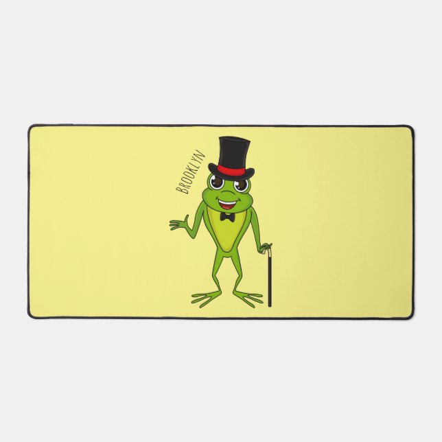 Funny frog with top hat cartoon desk mat (Front)