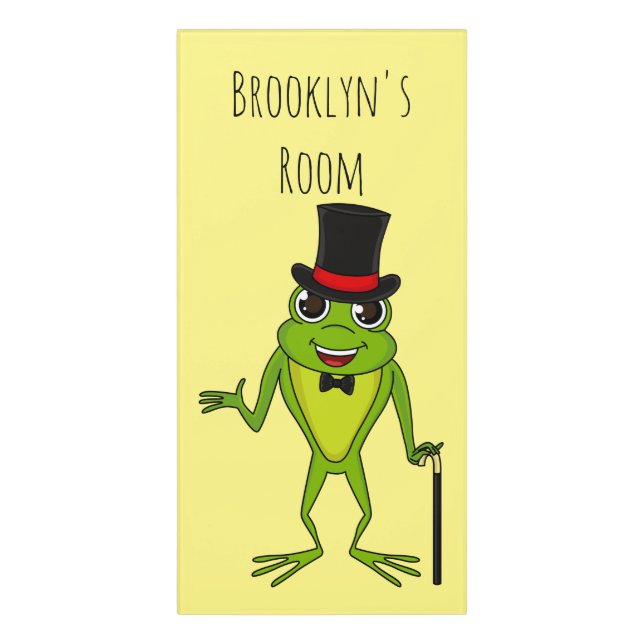 Funny frog with top hat cartoon door sign (Classic Front Vert)