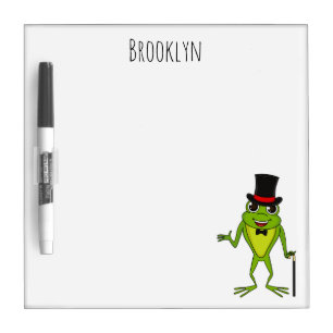 Funny frog with top hat cartoon dry erase board