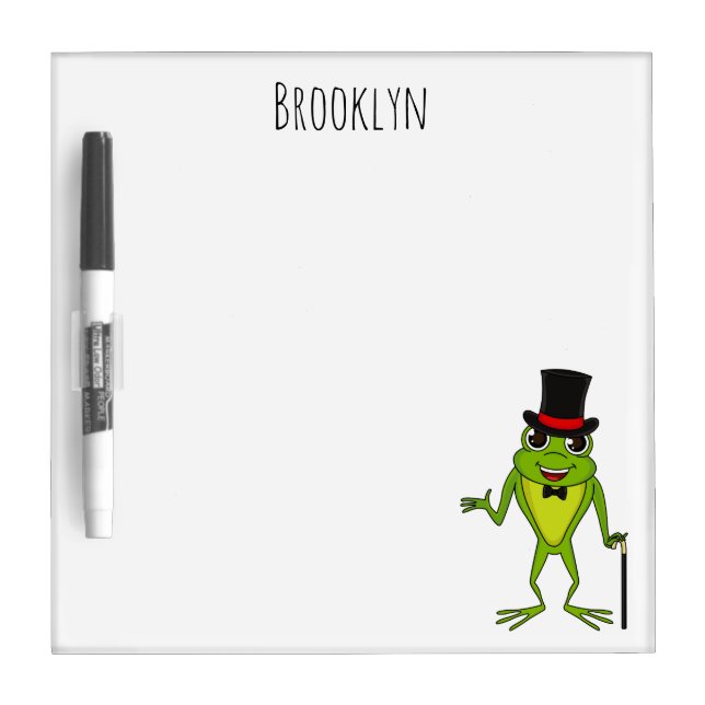 Funny frog with top hat cartoon dry erase board (Front)