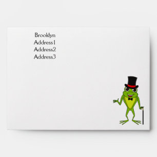 Funny frog with top hat cartoon envelope