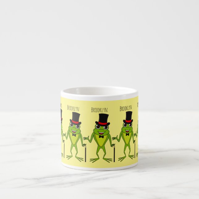 Funny frog with top hat cartoon espresso cup (Front)