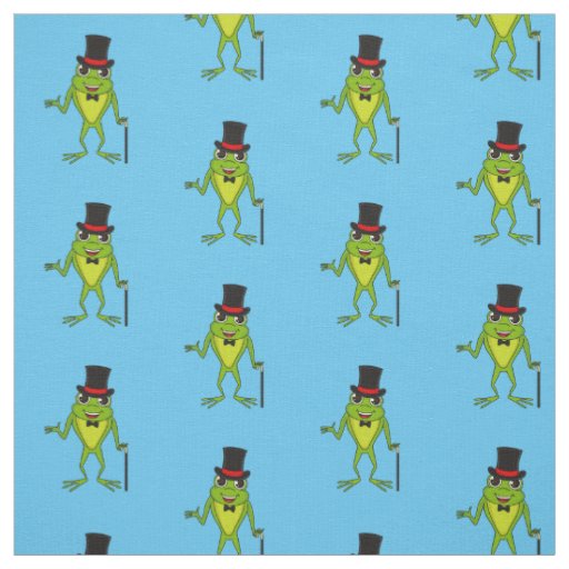 Funny frog with top hat cartoon fabric
