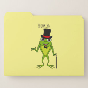 Funny frog with top hat cartoon file folder