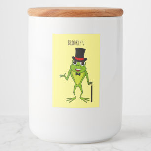 Funny frog with top hat cartoon food label
