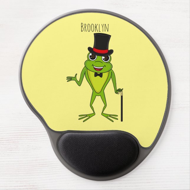 Funny frog with top hat cartoon gel mouse pad (Front)