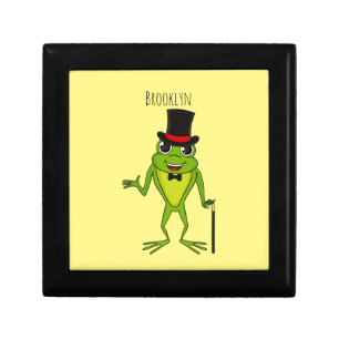 Funny frog with top hat cartoon gift box
