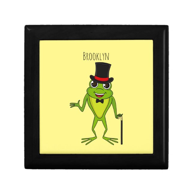 Funny frog with top hat cartoon gift box (Front)