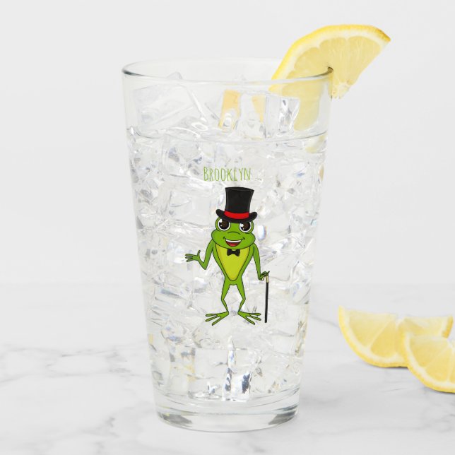 Funny frog with top hat cartoon glass (Back Ice)