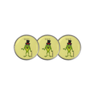 Funny frog with top hat cartoon golf ball marker