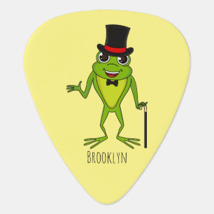 Funny frog with top hat cartoon guitar pick