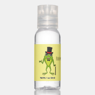 Funny frog with top hat cartoon hand sanitizer