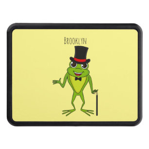 Funny frog with top hat cartoon hitch cover