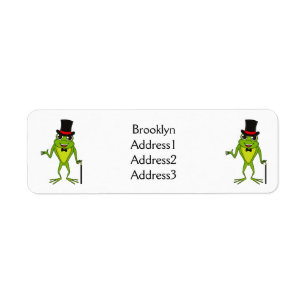 Funny frog with top hat cartoon label