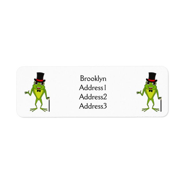 Funny frog with top hat cartoon label (Front)