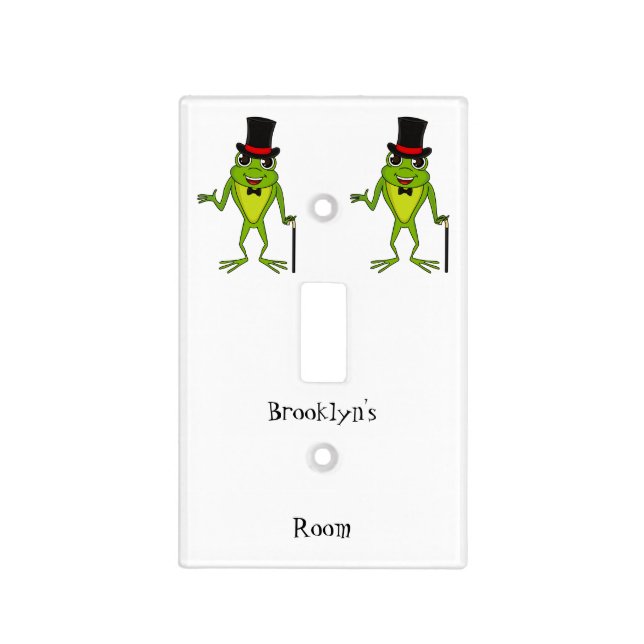 Funny frog with top hat cartoon light switch cover (Front)