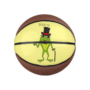 Funny frog with top hat cartoon mini basketball