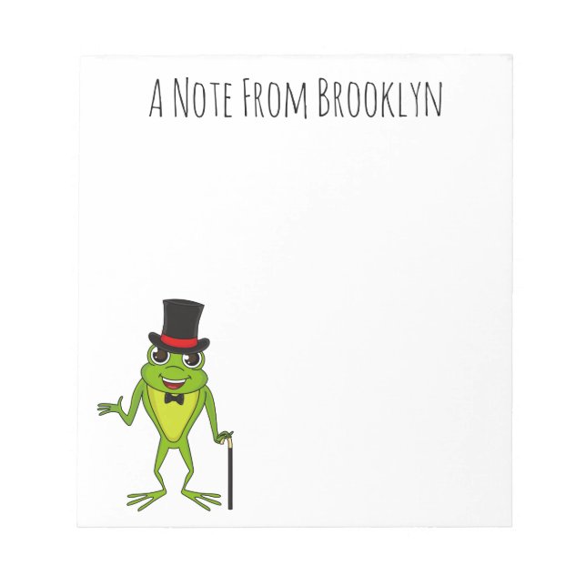 Funny frog with top hat cartoon notepad (Front)