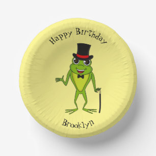 Funny frog with top hat cartoon paper bowls