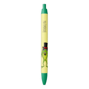Funny frog with top hat cartoon pen