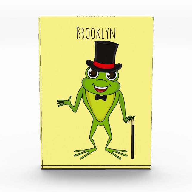 Funny frog with top hat cartoon photo block (Front)