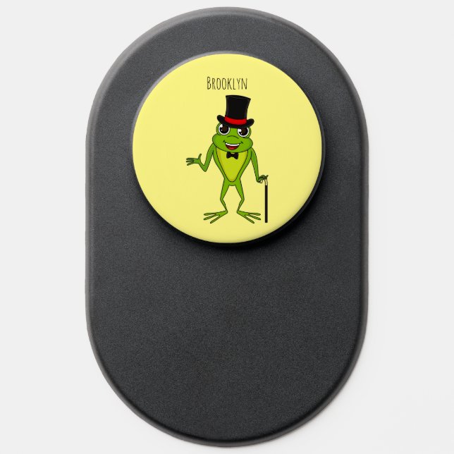 Funny frog with top hat cartoon PopSocket (Popsocket)