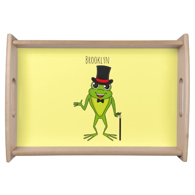 Funny frog with top hat cartoon serving tray (Front)