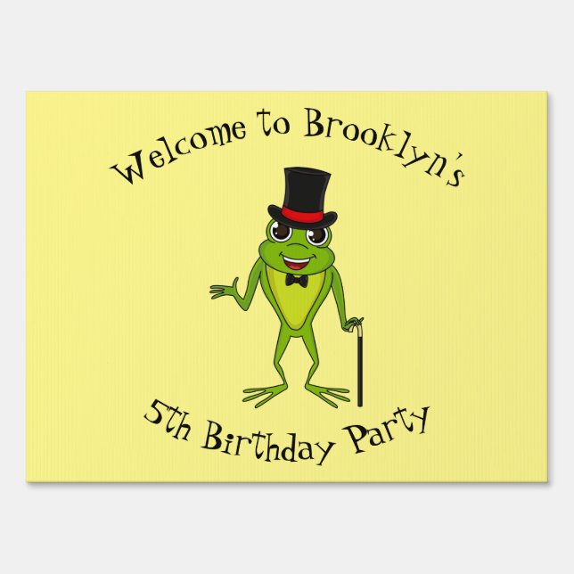 Funny frog with top hat cartoon sign (Front)