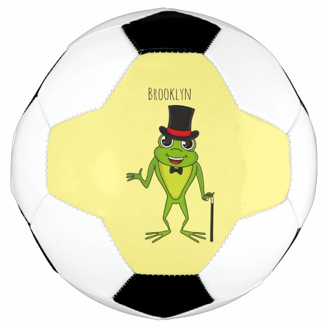 Funny frog with top hat cartoon soccer ball (Front)