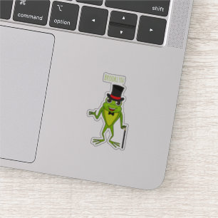 Funny frog with top hat cartoon sticker