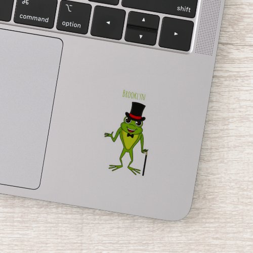 Funny frog with top hat cartoon sticker