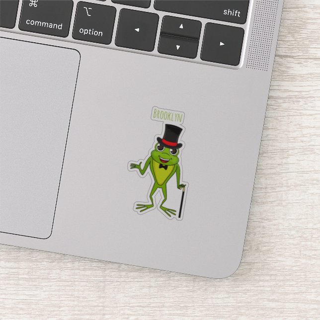 Funny frog with top hat cartoon sticker (Detail)