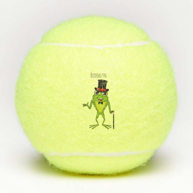 Funny frog with top hat cartoon tennis balls (Front)
