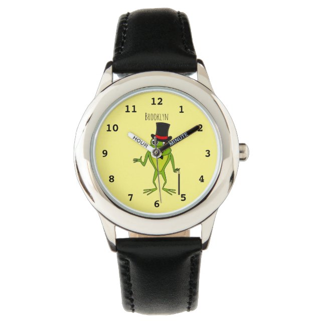 Funny frog with top hat cartoon watch (Front)