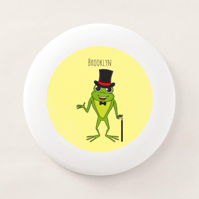 Funny frog with top hat cartoon Wham-O frisbee (Front)