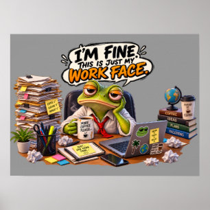 Funny Frog Work Face Wall Art Poster Print