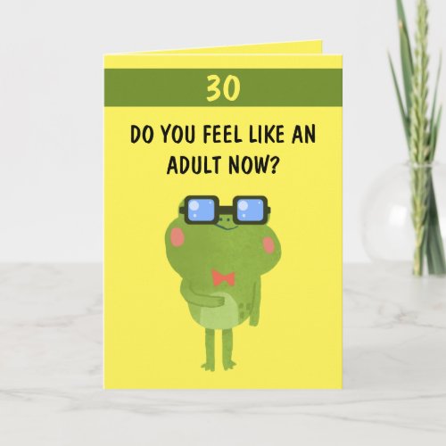 Funny Frog Yellow Custom Son 30th Birthday Card