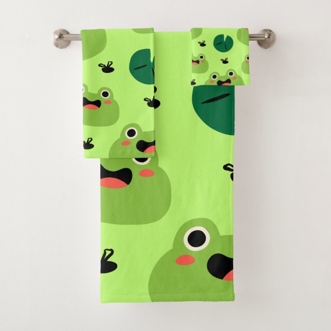 Funny frogs bath towel set (Insitu)